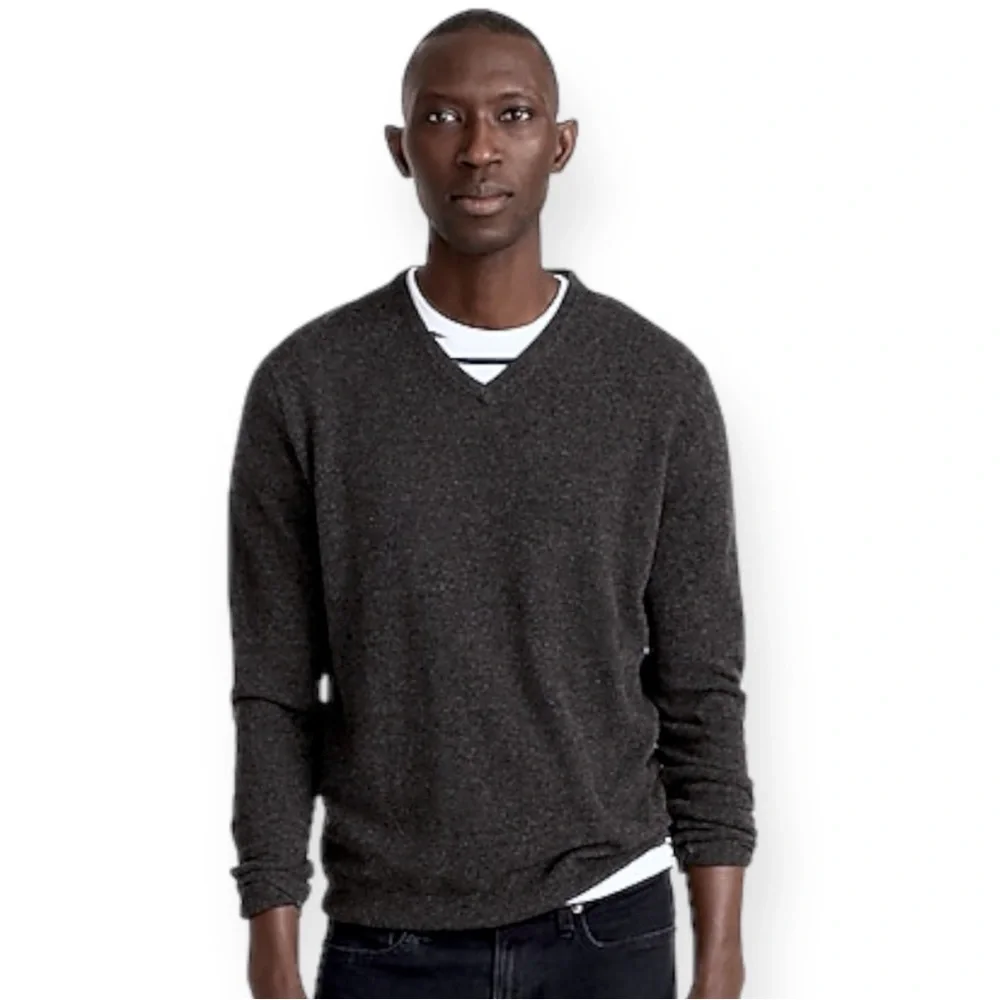 J. Crew Lamb’s Wool Angora Cashmere Blend Sweater V Neck XL Charcoal Gray